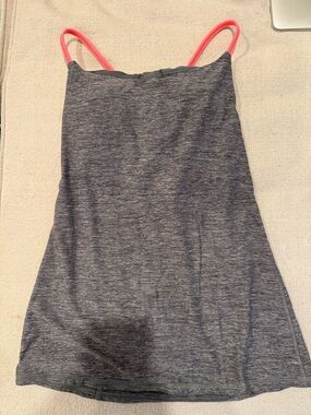 Lululemon Heather Gray Athletic Tank with Coral Straps